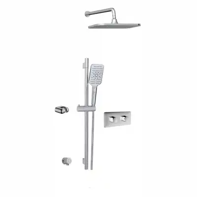 Aquabrass Inbox INABOX1 Shower Faucet Kit, 2 Functions Simultaneously with Oversized Rainhead & 3‑Function Handshower