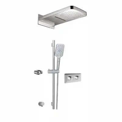 Aquabrass Inbox INABOX04 Shower Faucet Kit, Aquasheet Rainhead & 3‑Function Handshower