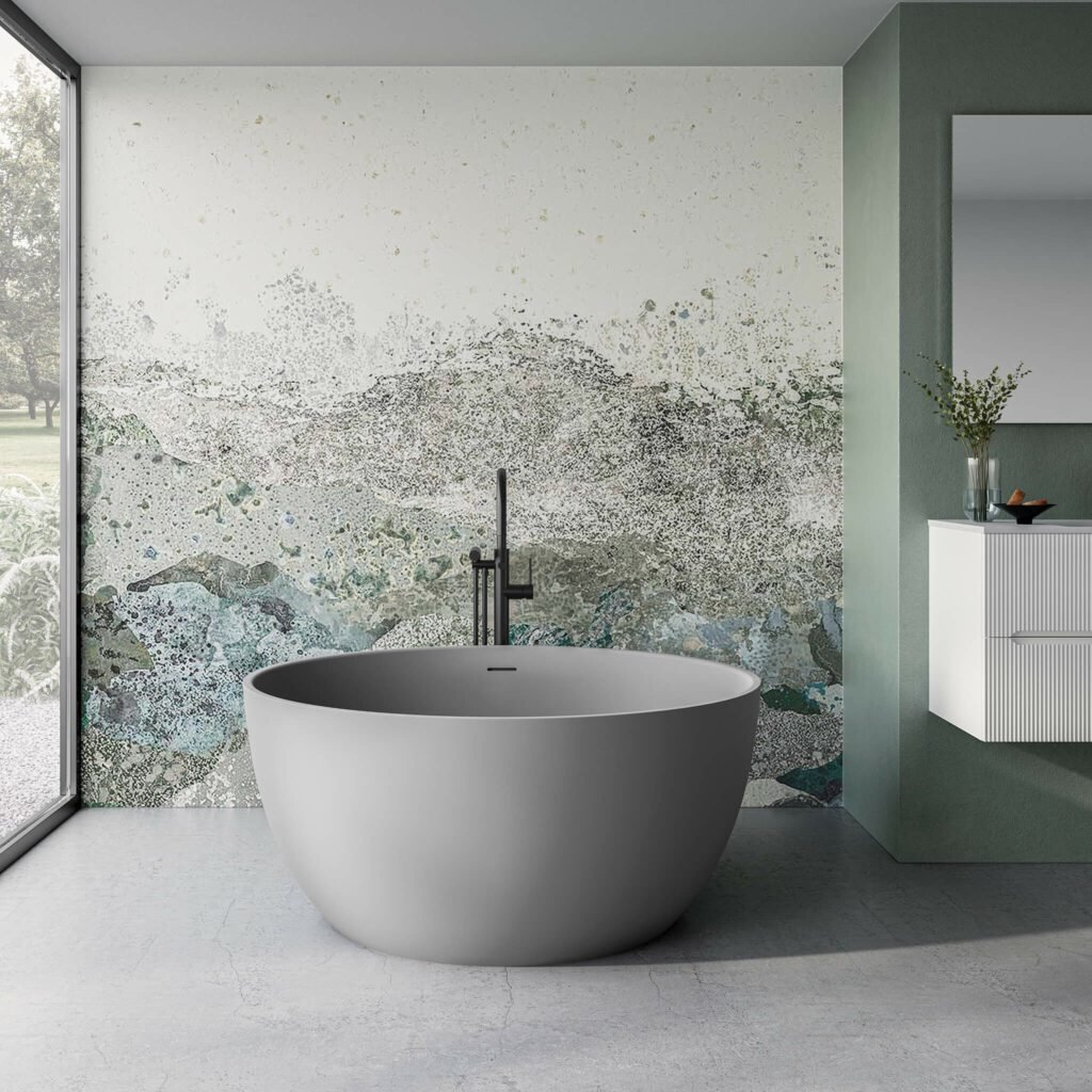 StoneTouch Centerpiece Freestanding Bathtub – Perfect Symmetry with Sustainable Dolomites Stone Composite - Image 3