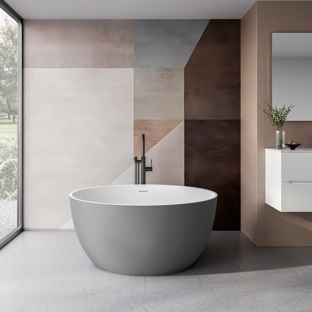 StoneTouch Centerpiece Freestanding Bathtub – Perfect Symmetry with Sustainable Dolomites Stone Composite - Image 6