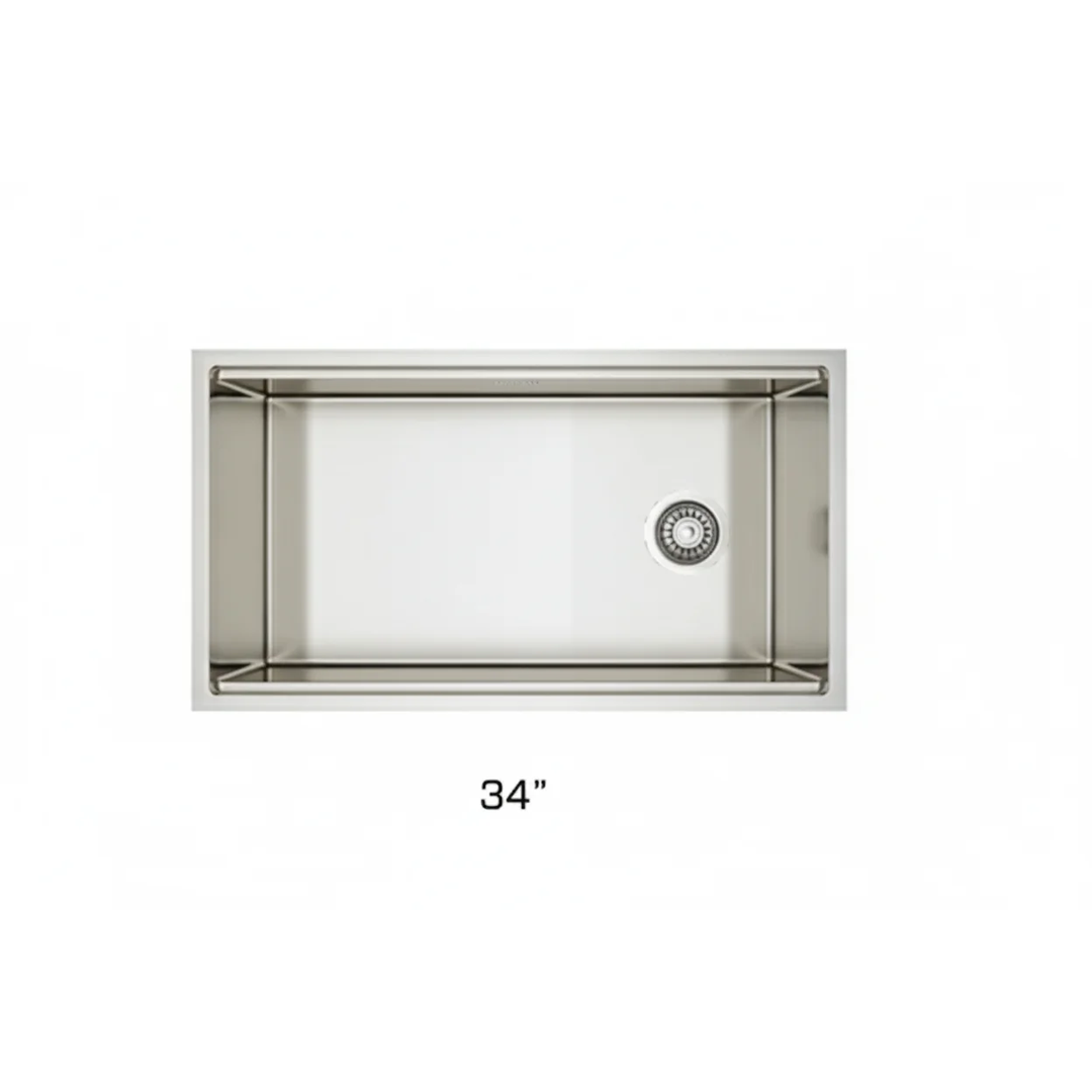 Bosco Linear Multi‑Level Series 203619M Plus Undermount Single‑Bowl Kitchen Sink – Radius Corner with Brushed Finish – Stainless Steel