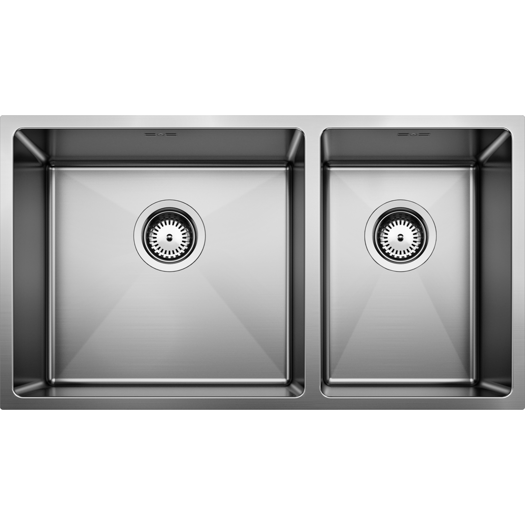 Blanco Quatrus R15 435/285‑IU Kitchen Sink – Large & Medium Deep Double Bowl with Versatile Flat Rim & Modern Corner Radii