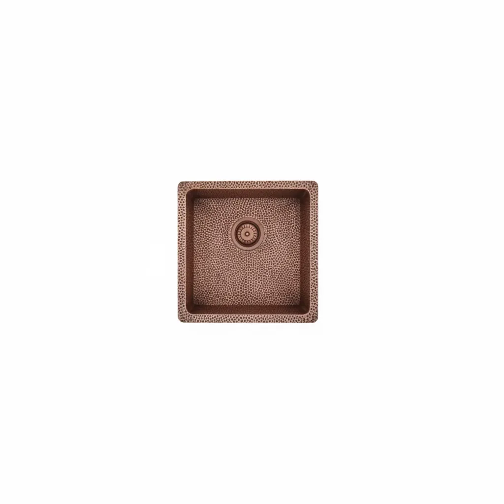 Bosco Copper Series 206017 Undermount Single‑Bowl Kitchen Sink – Hammered Finish with Radius Corner – Antique Copper