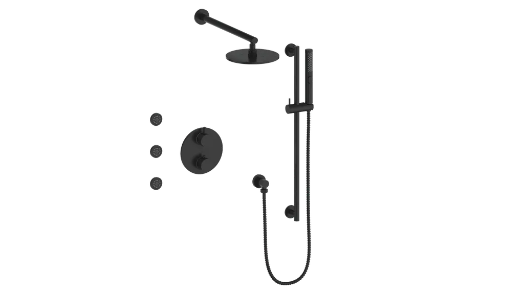 Vogt Drava SET.DA.320.810 3‑Way Thermostatic Shower Kit with Body Jets – Overhead Spray & Hand Shower