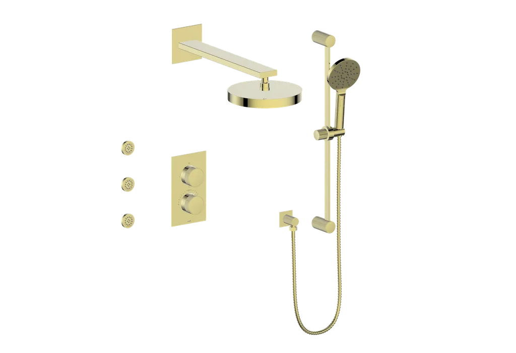 Vogt Mond SET.MX.320.810 3‑Way Thermostatic Shower Kit with Body Jets – Dual Control with Rectangular Backplate - Image 3