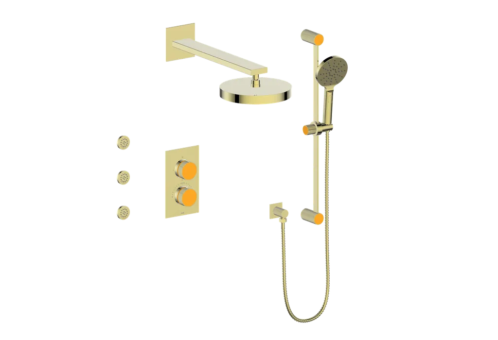 Vogt Mond SET.MX.320.810 3‑Way Thermostatic Shower Kit with Body Jets – Dual Control with Rectangular Backplate - Image 4