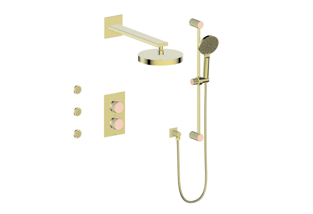 Vogt Mond SET.MX.320.810 3‑Way Thermostatic Shower Kit with Body Jets – Dual Control with Rectangular Backplate - Image 5