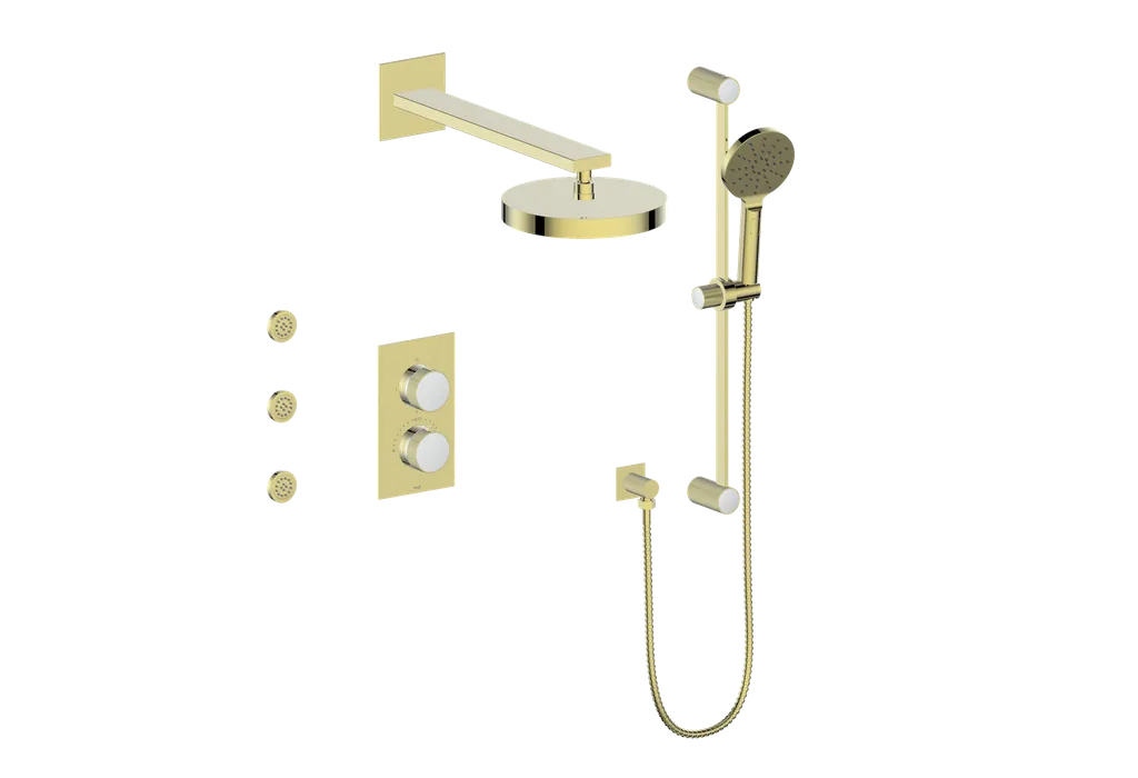Vogt Mond SET.MX.320.810 3‑Way Thermostatic Shower Kit with Body Jets – Dual Control with Rectangular Backplate - Image 6