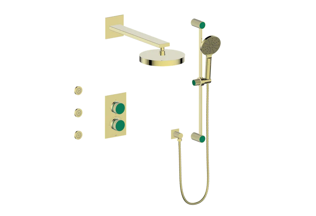 Vogt Mond SET.MX.320.810 3‑Way Thermostatic Shower Kit with Body Jets – Dual Control with Rectangular Backplate - Image 8