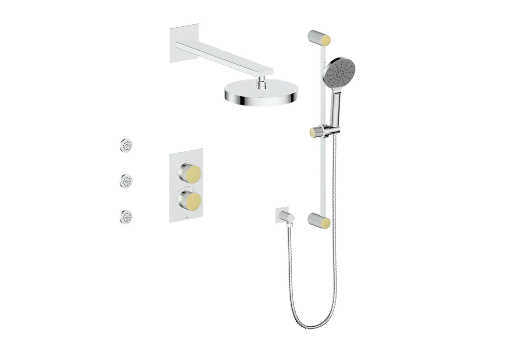 Vogt Mond SET.MX.320.810 3‑Way Thermostatic Shower Kit with Body Jets – Dual Control with Rectangular Backplate - Image 19