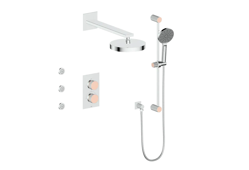 Vogt Mond SET.MX.320.810 3‑Way Thermostatic Shower Kit with Body Jets – Dual Control with Rectangular Backplate - Image 21