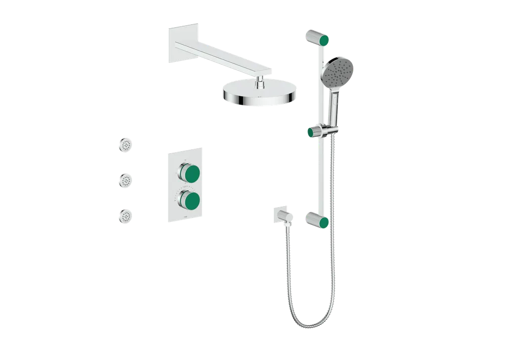 Vogt Mond SET.MX.320.810 3‑Way Thermostatic Shower Kit with Body Jets – Dual Control with Rectangular Backplate - Image 24