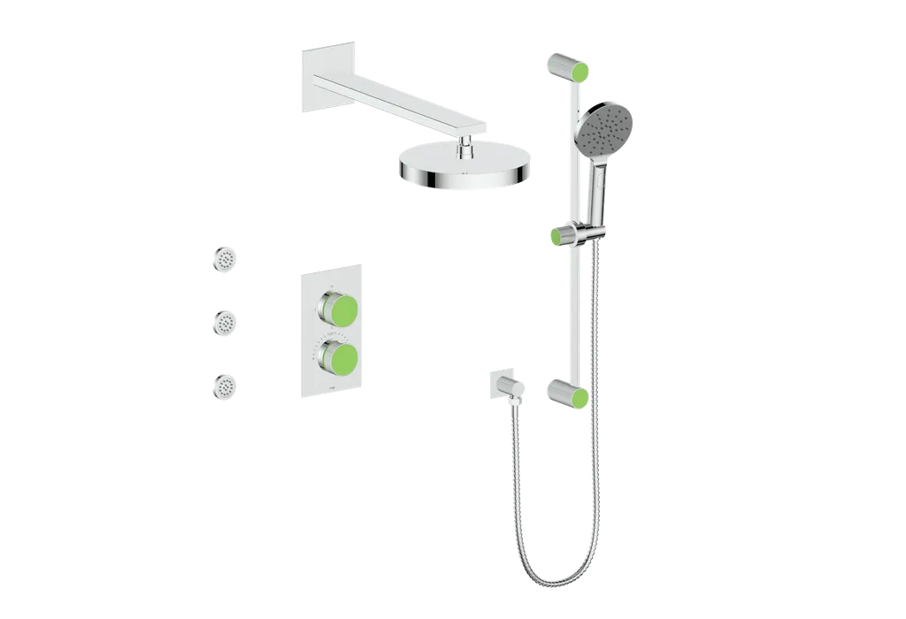 Vogt Mond SET.MX.320.810 3‑Way Thermostatic Shower Kit with Body Jets – Dual Control with Rectangular Backplate - Image 26