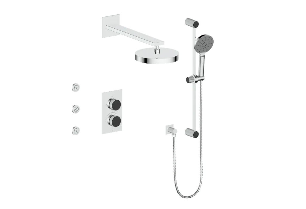 Vogt Mond SET.MX.320.810 3‑Way Thermostatic Shower Kit with Body Jets – Dual Control with Rectangular Backplate - Image 27