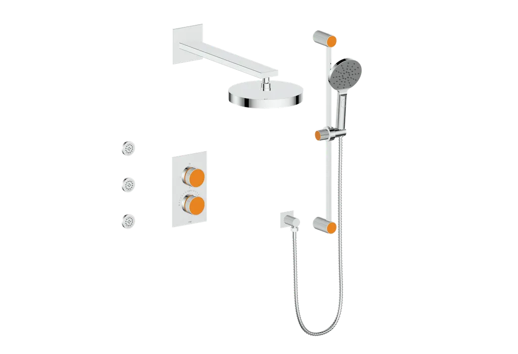 Vogt Mond SET.MX.320.810 3‑Way Thermostatic Shower Kit with Body Jets – Dual Control with Rectangular Backplate - Image 30