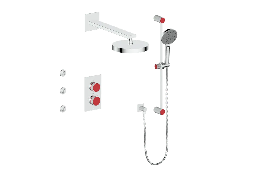 Vogt Mond SET.MX.320.810 3‑Way Thermostatic Shower Kit with Body Jets – Dual Control with Rectangular Backplate - Image 33