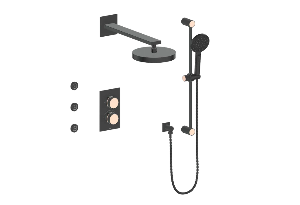 Vogt Mond SET.MX.320.810 3‑Way Thermostatic Shower Kit with Body Jets – Dual Control with Rectangular Backplate - Image 37