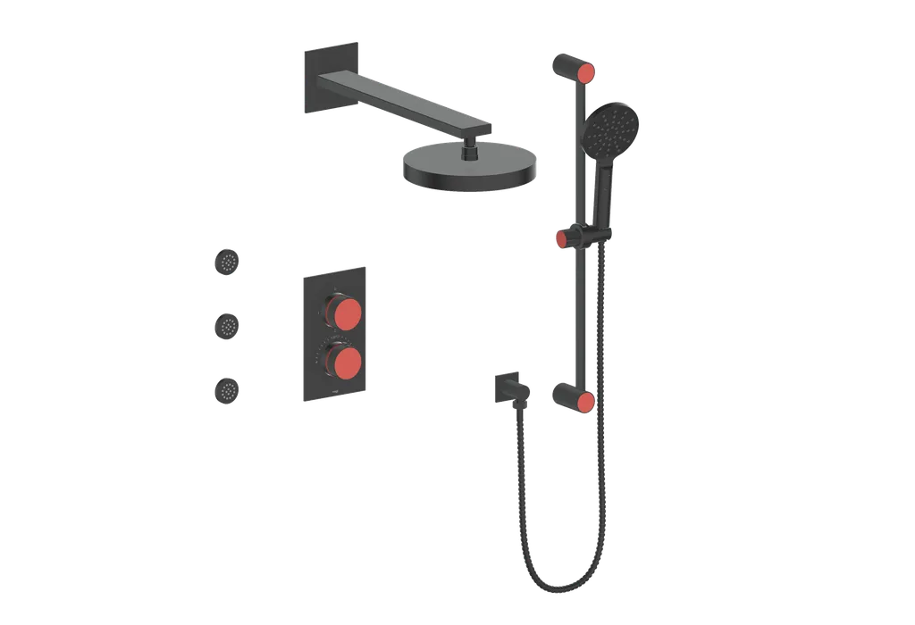 Vogt Mond SET.MX.320.810 3‑Way Thermostatic Shower Kit with Body Jets – Dual Control with Rectangular Backplate - Image 39
